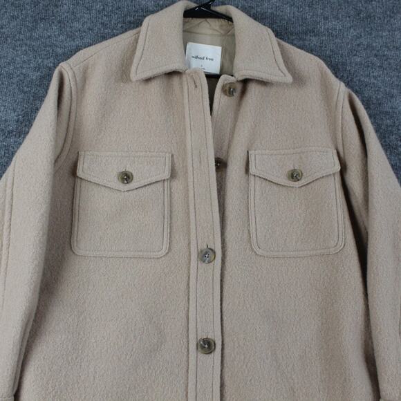 Wilfred Free Jacket Small The Ganna Long Shirt Flax Beige 100% Merino Wool Coat - Picture 5 of 14